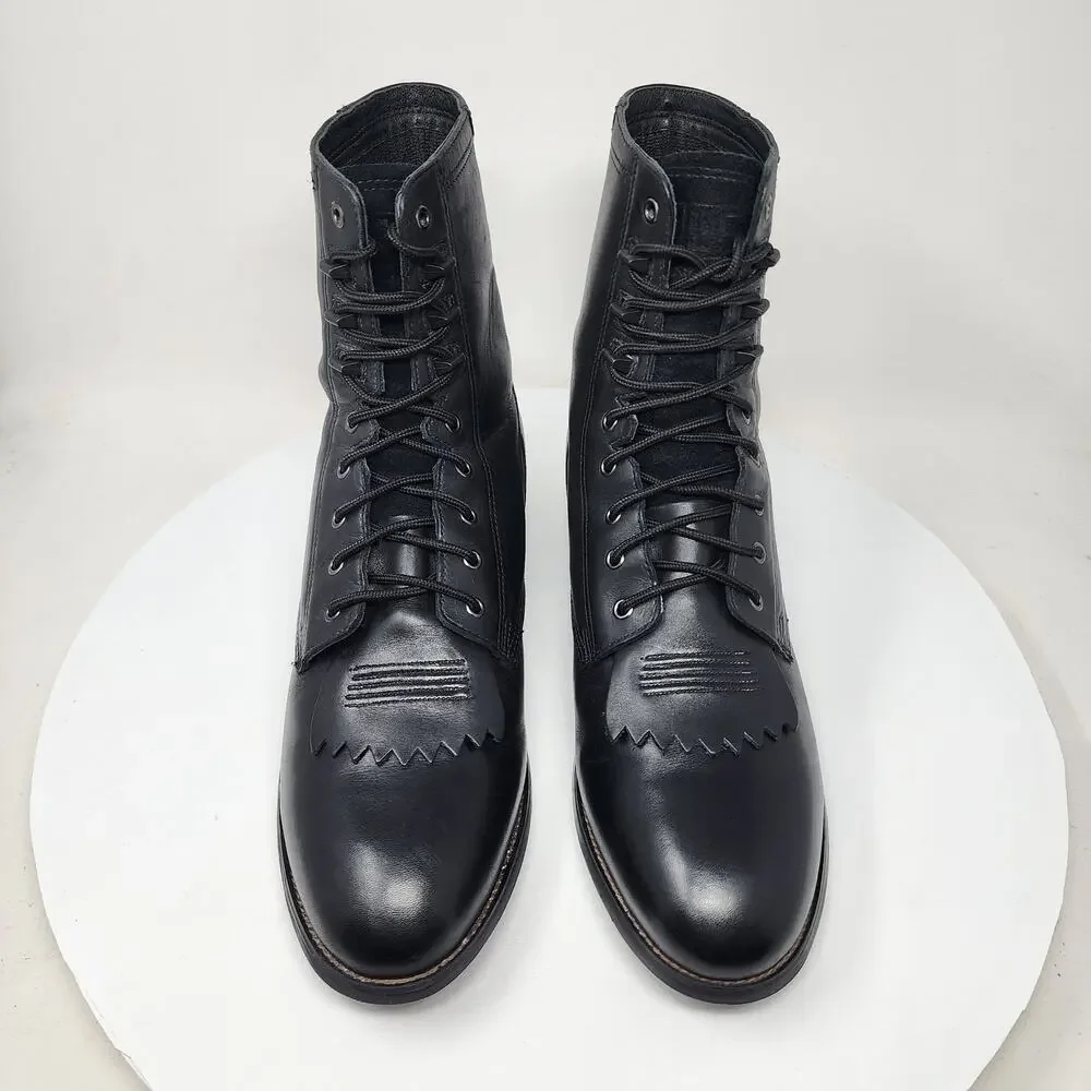Ariat Heritage Western Lacer II Boots Men 11D Black Leather Roper Toe 32501 EUC